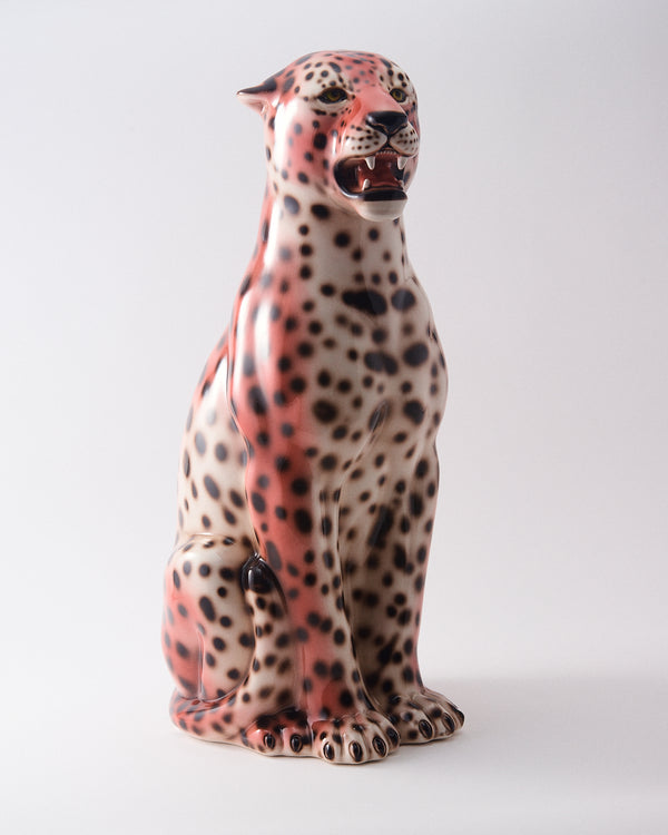 Large Pink Italian Ceramic Leopard