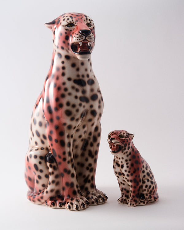 Large Pink Italian Ceramic Leopard