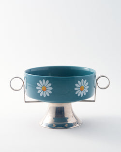 1950s Italian Ceramic/Metal Daisy Fruit Bowl