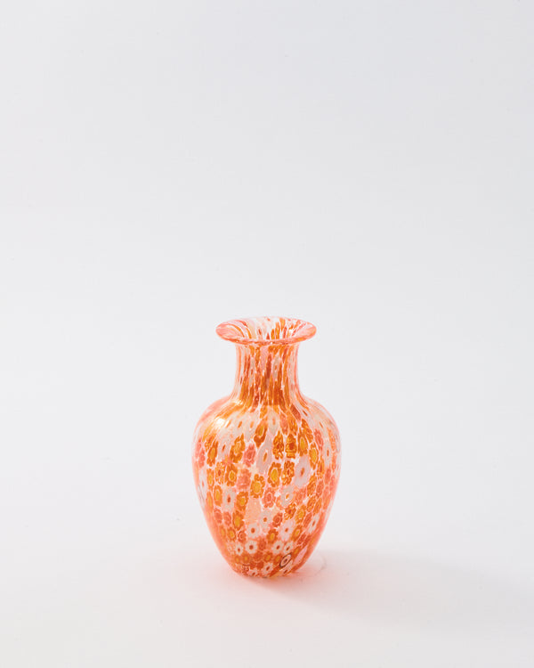 Italian Murano Orange Millefiori Vase
