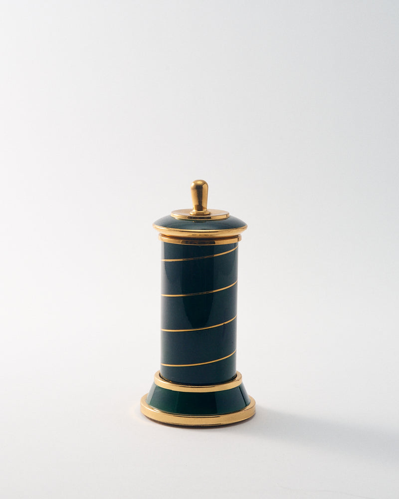 1970s Gold/Forest Green Swirl Lacquer Entertaining Dispenser