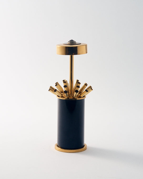 1970s Gold & Black Lacquer Art Deco Entertaining Dispenser