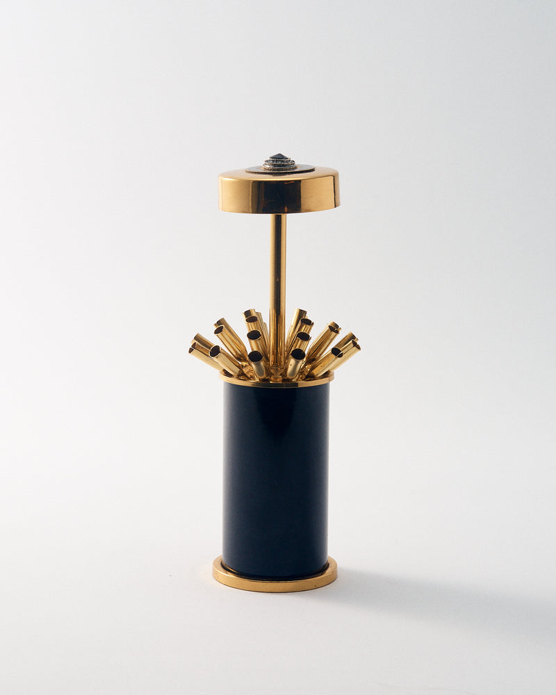 1970s Gold & Black Lacquer Art Deco Entertaining Dispenser