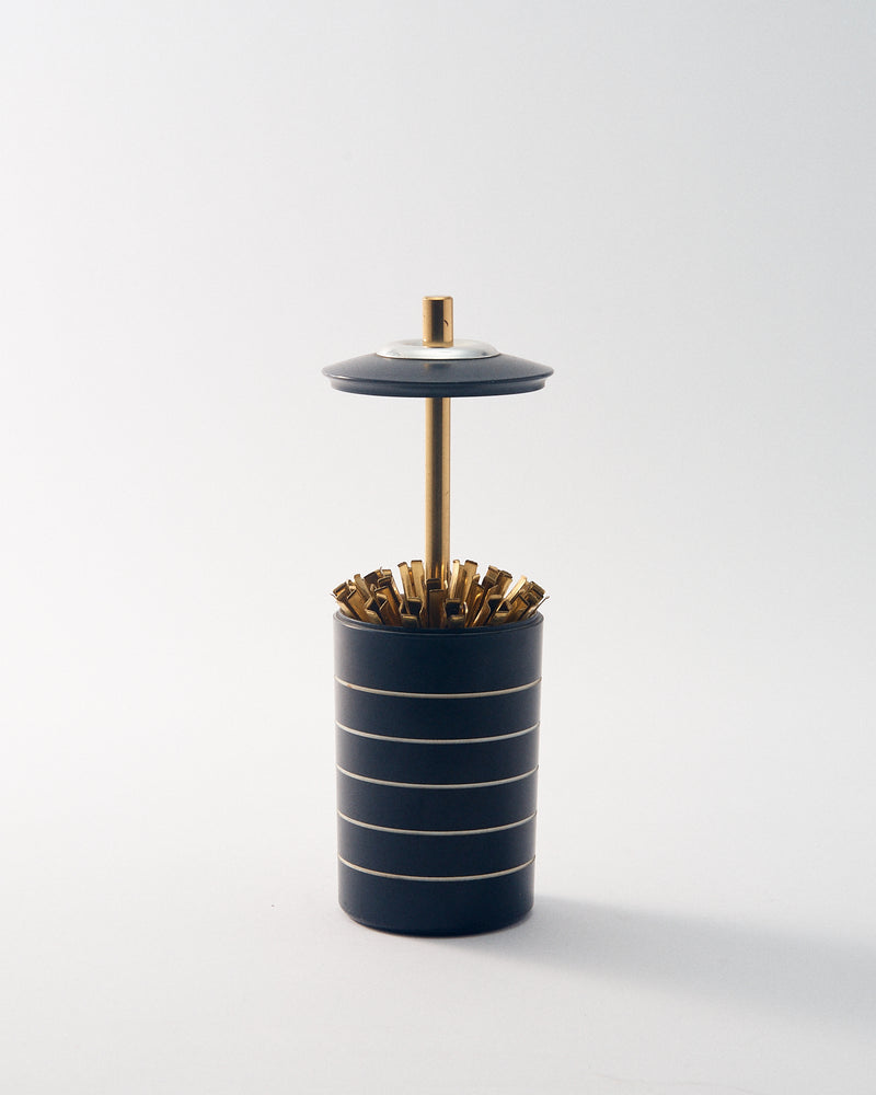 1970s Black, Silver Tone & Brass Metal Entertaining Dispenser