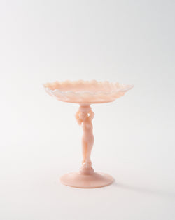 1930s Classical Nude Peach/Milk White Glass Compote