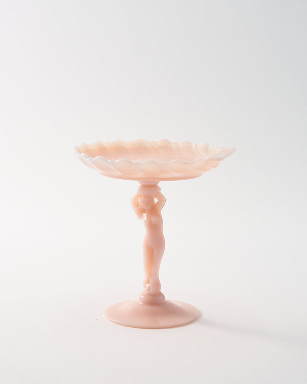 1930s Classical Nude Peach/Milk White Glass Compote