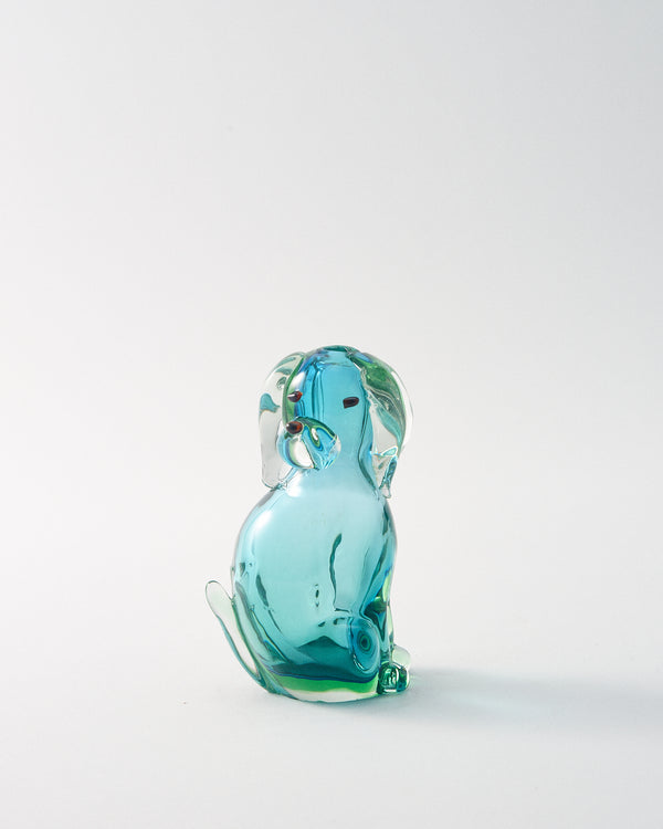 1960s Italian Sky Blue Layered Glass Dog Decanter