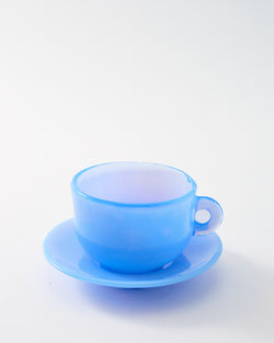Murano Opalescent Periwinkle Blue Glass Cappuccino Set