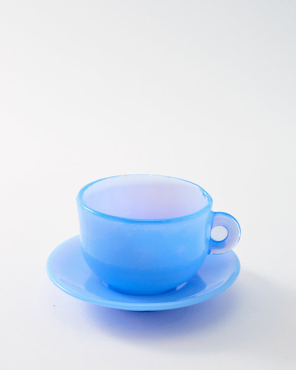 Murano Opalescent Periwinkle Blue Glass Cappuccino Set