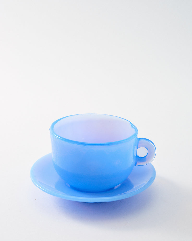 Murano Opalescent Periwinkle Blue Glass Cappuccino Set