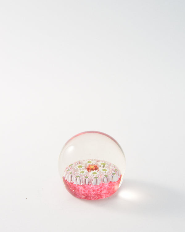 Murano Pink/Green/White Millefiori Paperweight
