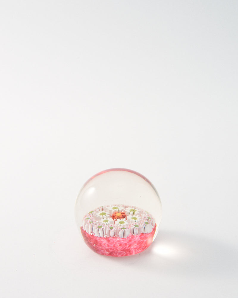 Murano Pink/Green/White Millefiori Paperweight