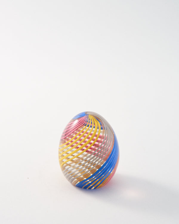 Murano Sky Blue/Pink/Yellow/White Swirl Paperweight
