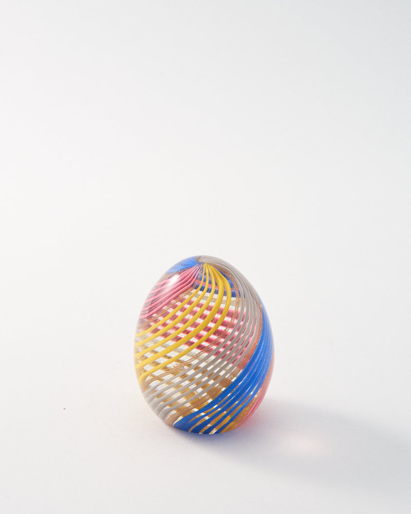 Murano Sky Blue/Pink/Yellow/White Swirl Paperweight