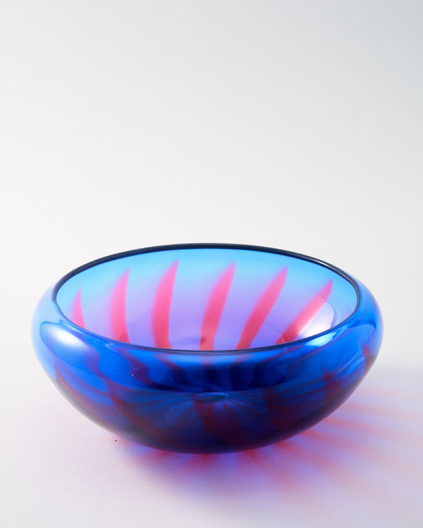 1980s Cobalt/Magenta Swedish Art Glass Bowl