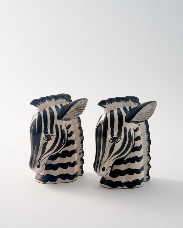 1980s Ceramic Zebra Bookend Set