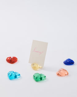 Murano Glass Heart Place Card Holders Set of Six