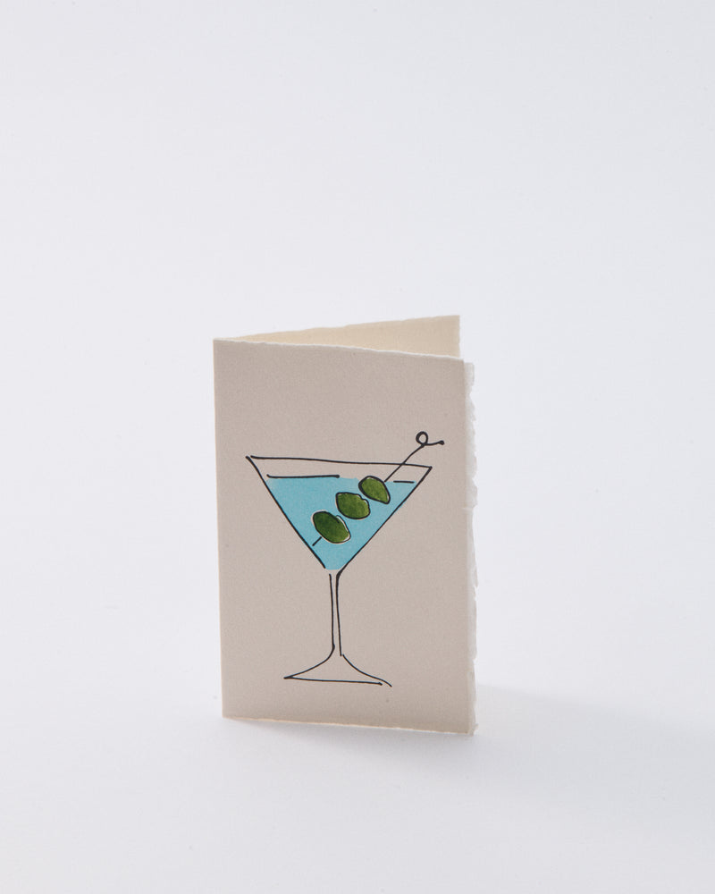 Scribble & Daub Greeting Card - Light Blue Martini