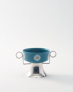 1950 Italian Petite Ceramic/Metal Daisy Fruit Bowl