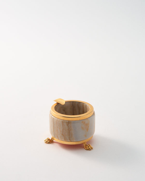 1960s Italian Onyx and Brass Footed Ashtray