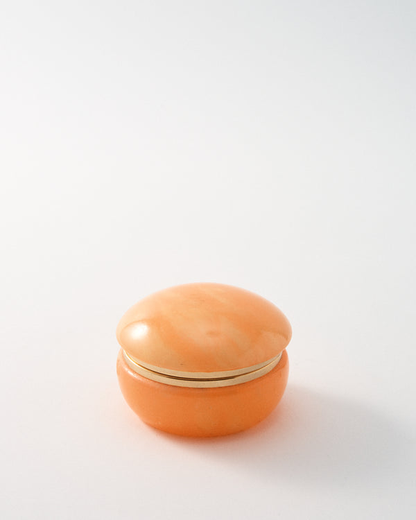 1960s Italian Peach Alabaster Bowl with Hinged Lid