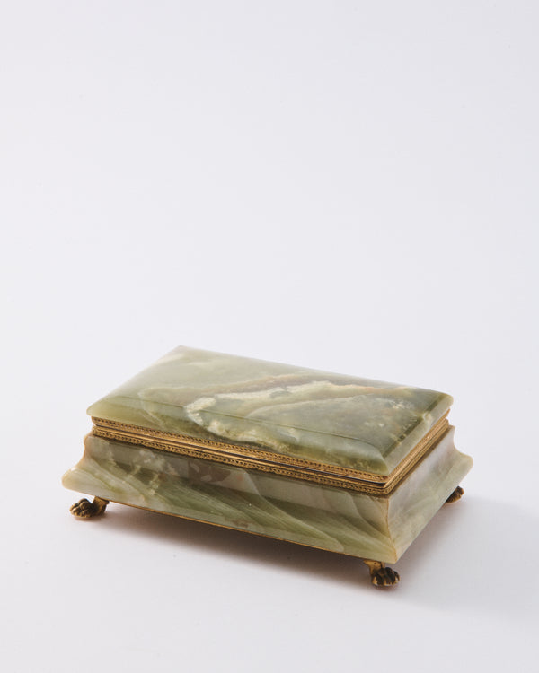 1970s Large Olive Green Onyx Alabaster Box