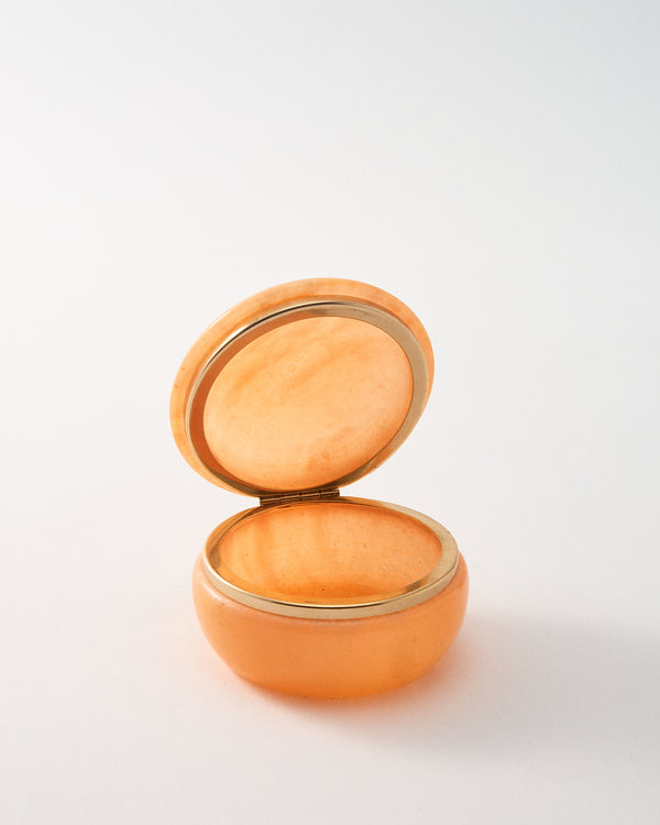 1960s Italian Peach Alabaster Bowl with Hinged Lid