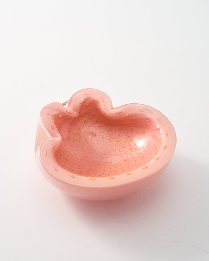 1960s Murano Opaline Pink/Gold Bubble Glass Catchall