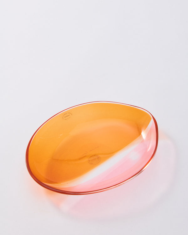 Pink & Tangerine Abstract Seguso Murano Glass Plate