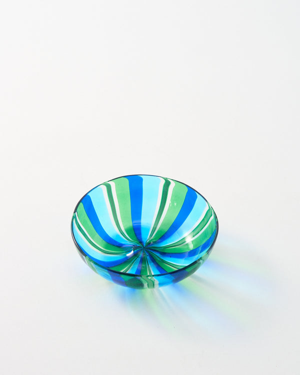 1980s Murano Blue/Green Striped Dish