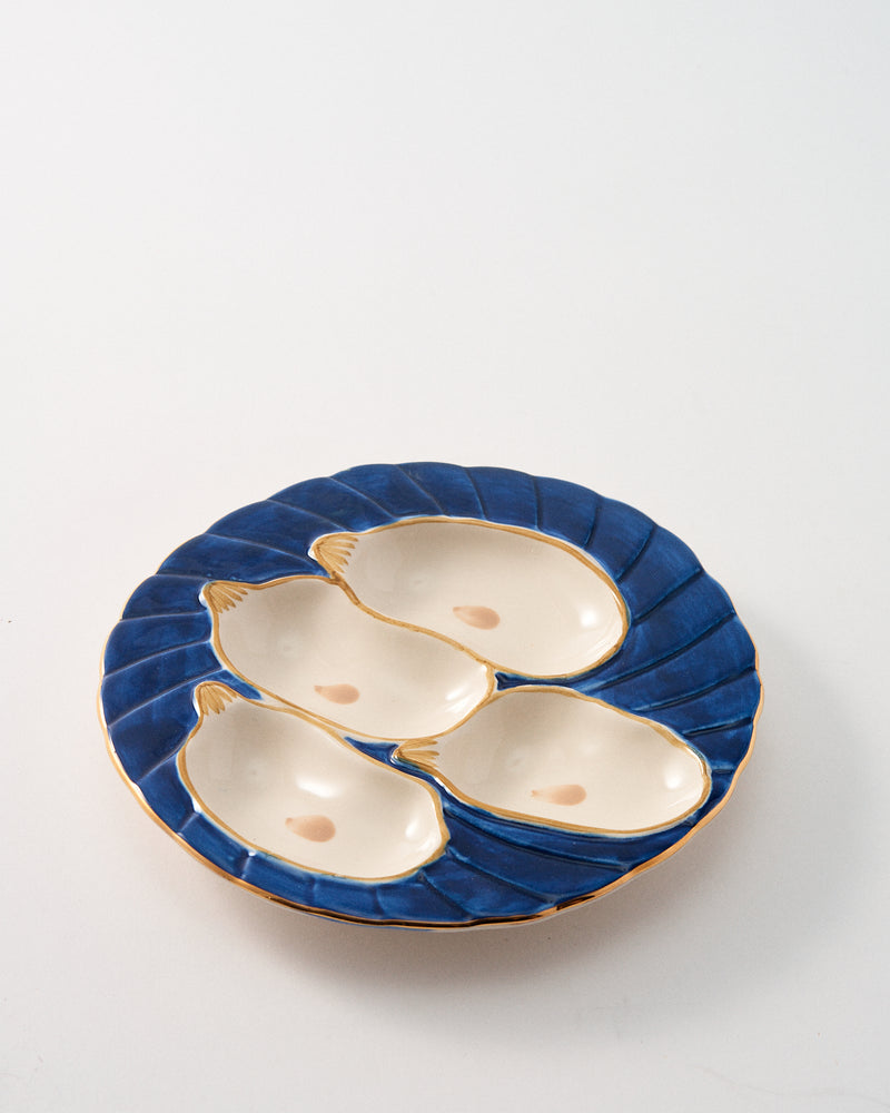 Cobalt Blue & Gold Oyster Plate
