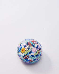 Blue Murano Multicolor Millefiori Paperweight