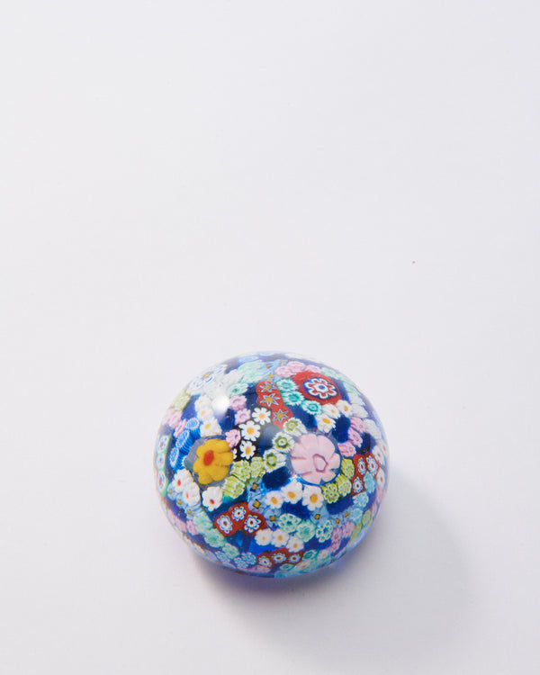 Blue Murano Multicolor Millefiori Paperweight