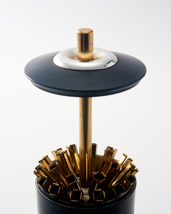 1970s Black, Silver Tone & Brass Metal Entertaining Dispenser