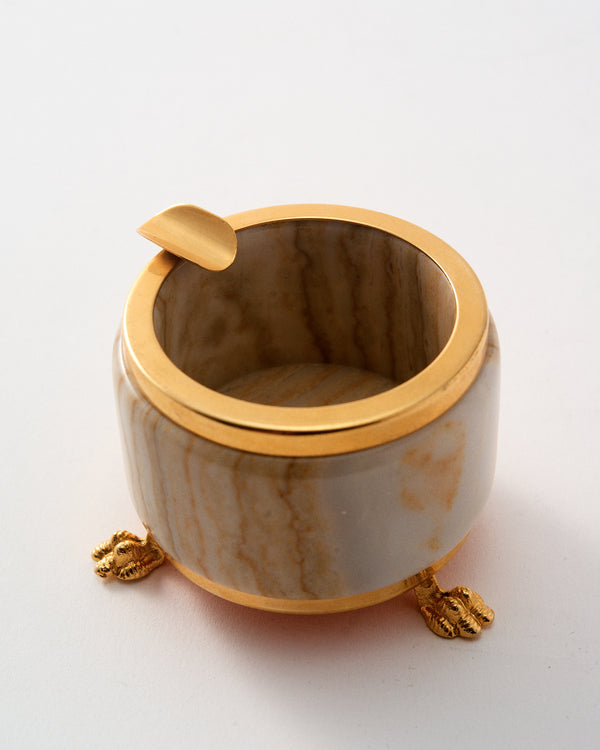 1960s Italian Onyx and Brass Footed Ashtray