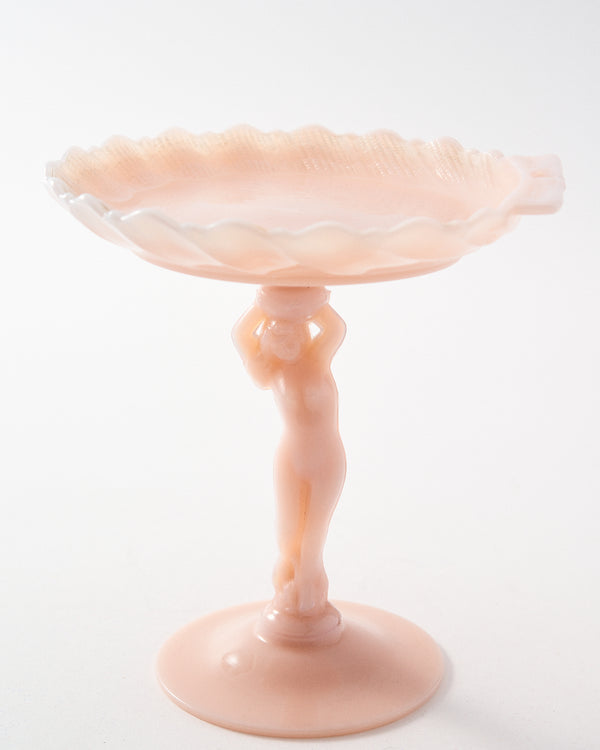 1930s Classical Nude Peach/Milk White Glass Compote