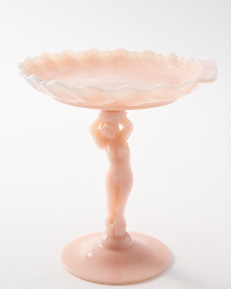 1930s Classical Nude Peach/Milk White Glass Compote