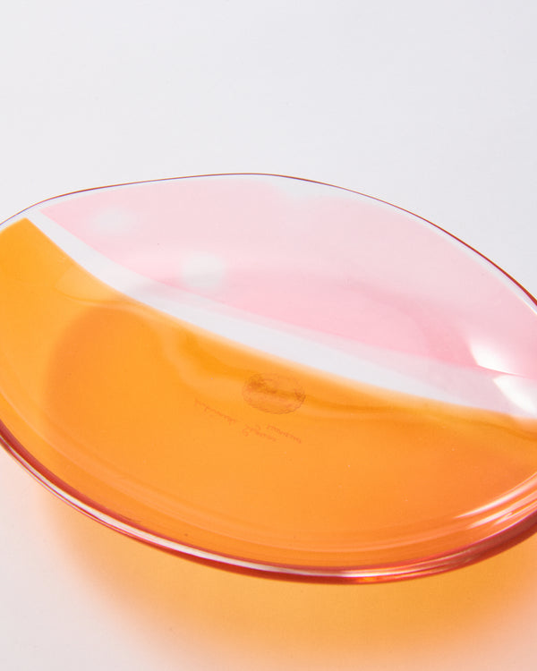 Pink & Tangerine Abstract Seguso Murano Glass Plate