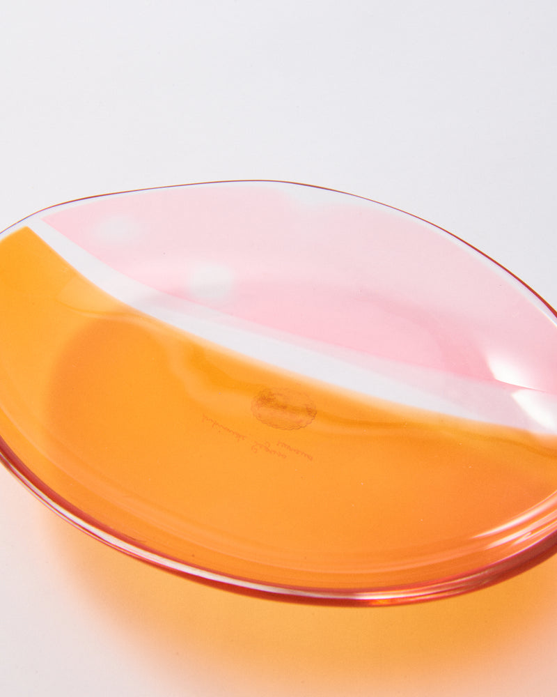 Pink & Tangerine Abstract Seguso Murano Glass Plate