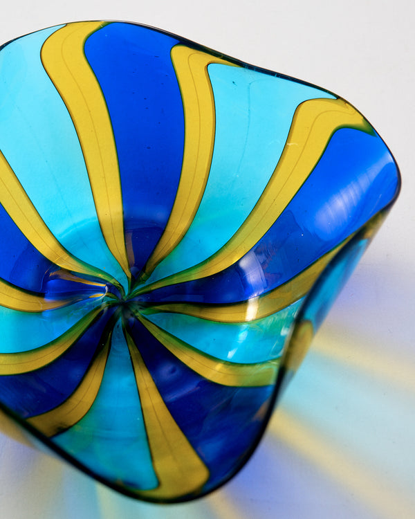1980s Ultramarine Blue/Yellow/Aqua Murano Dish