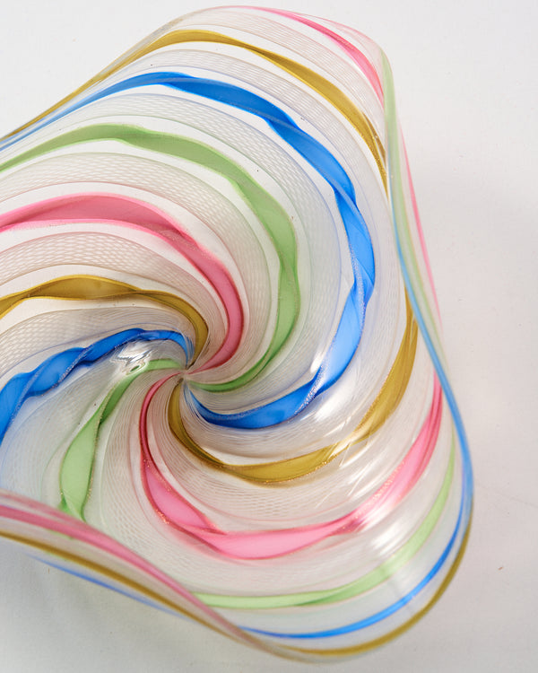Murano Rainbow Latticino Dish