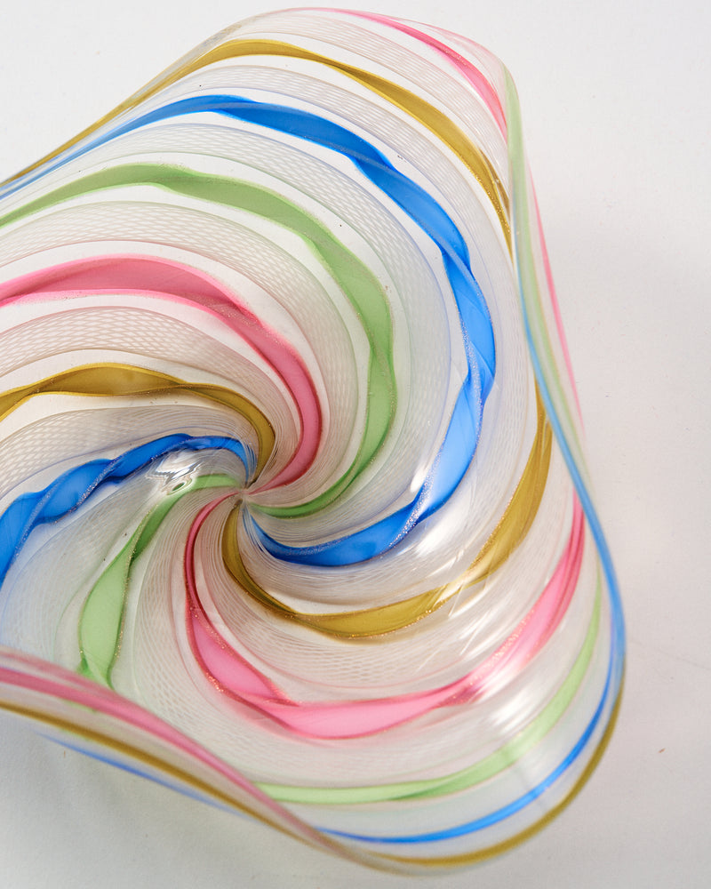 Murano Rainbow Latticino Dish