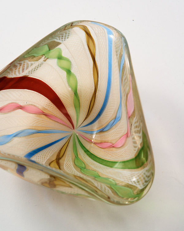 1960s Murano Rainbow Ribbon Catchall