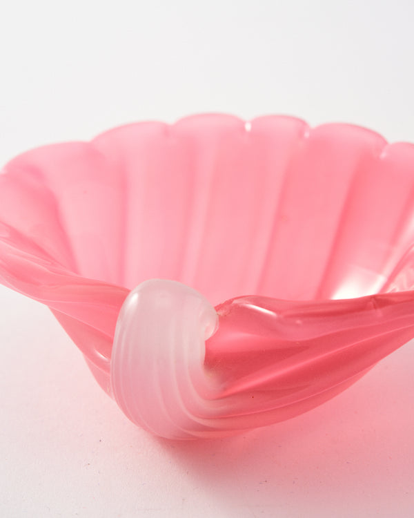1960s Murano Opaline Rosy Pink Shell Bowl