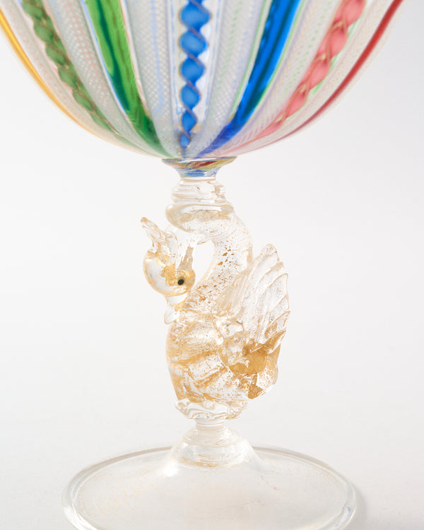 1960s Venetian Rainbow Swan Compote