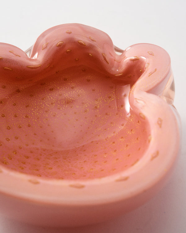 1960s Murano Opaline Pink/Gold Bubble Glass Catchall
