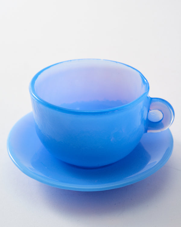 Murano Opalescent Periwinkle Blue Glass Cappuccino Set