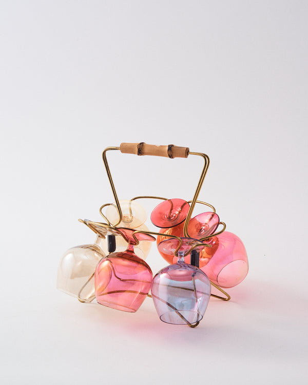 Iridescent Mulberry Rainbow Balloon Glasses w/ Bamboo Carrier