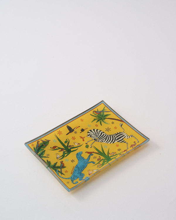 Italian Yellow Jungle Rectangular Glass Dish