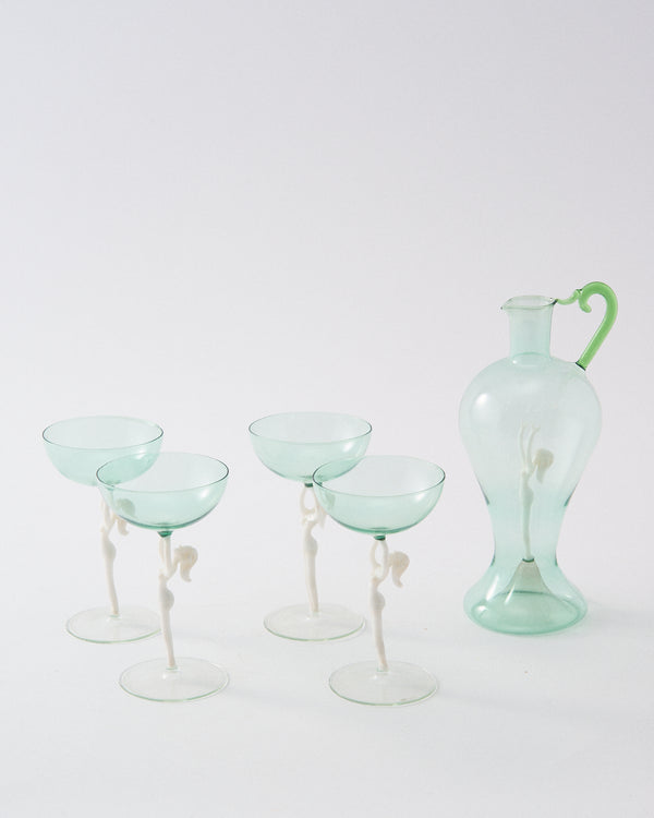 Rare 1930s Pale Green Nude Dancer Set of Five